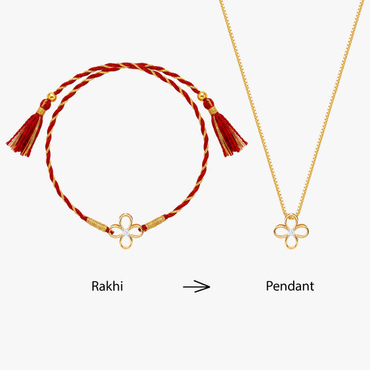 Gold Udbhav Solitaire Lab Grown Diamond Convertible Rakhi Pendant