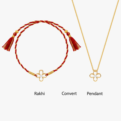 Gold Udbhav Solitaire Lab Grown Diamond Convertible Rakhi Pendant