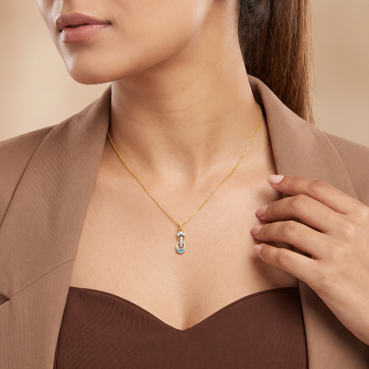 Gold Safira Lab Grown Diamond Pendant
