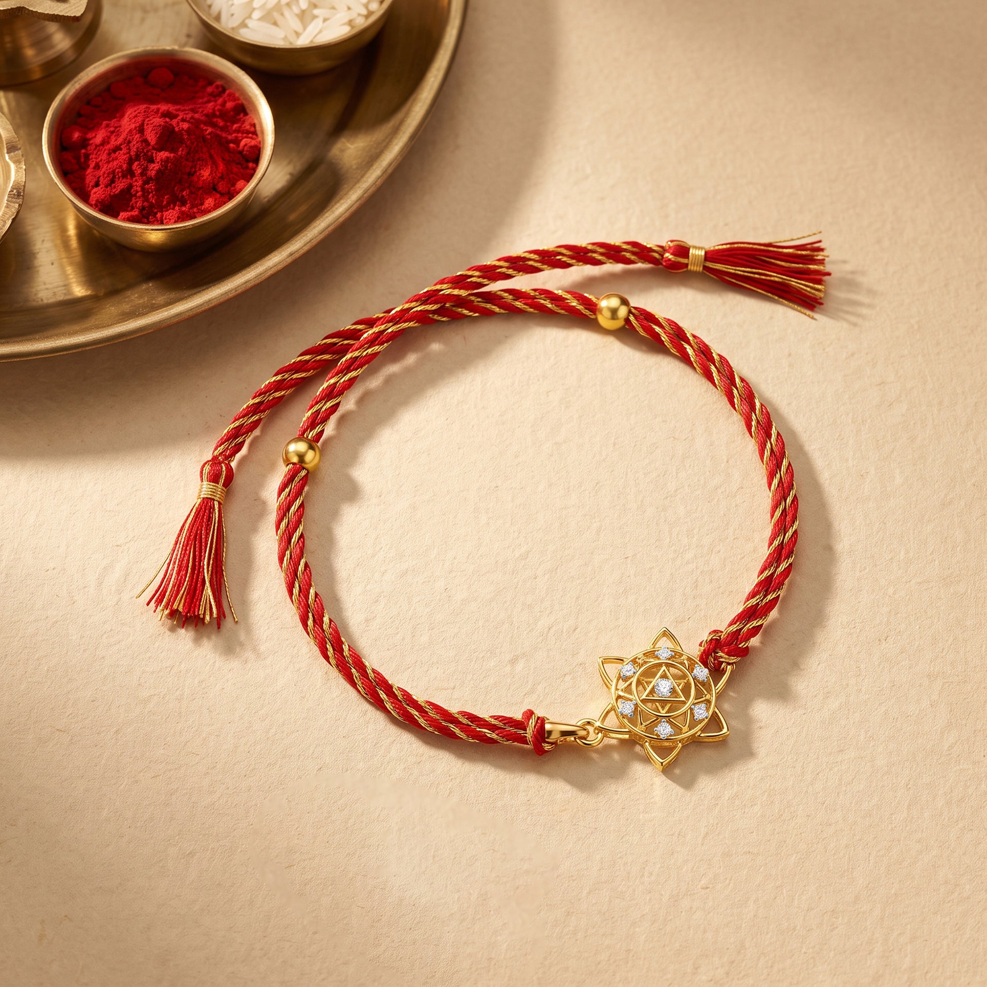 Gold Divine Chakra Lab Grown Diamond Convertible Rakhi Pendant
