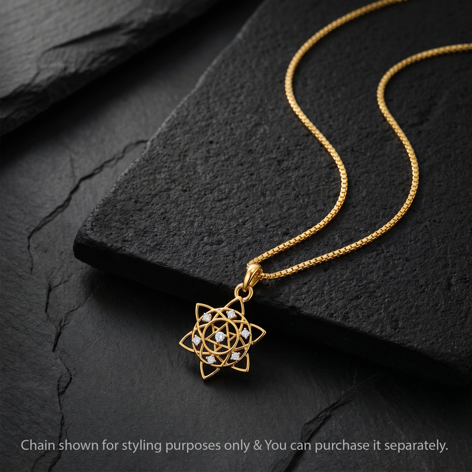 Gold Divine Chakra Lab Grown Diamond Convertible Rakhi Pendant