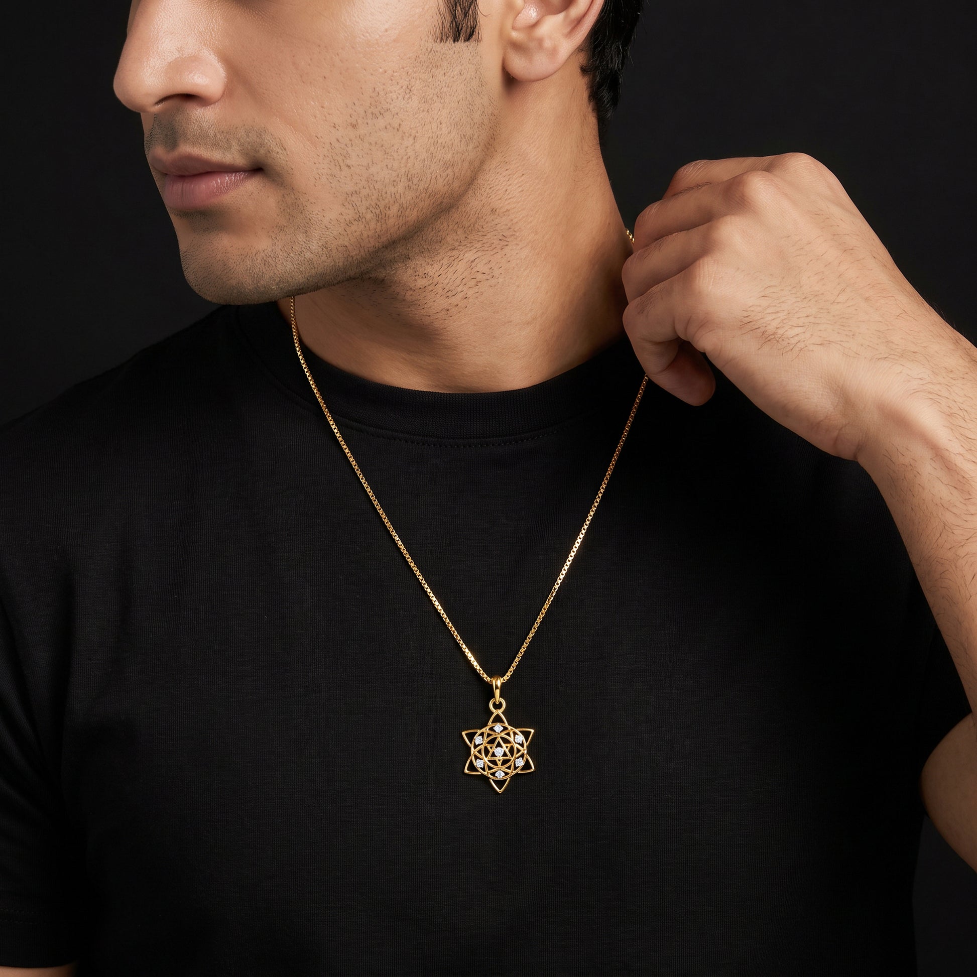 Gold Divine Chakra Lab Grown Diamond Convertible Rakhi Pendant