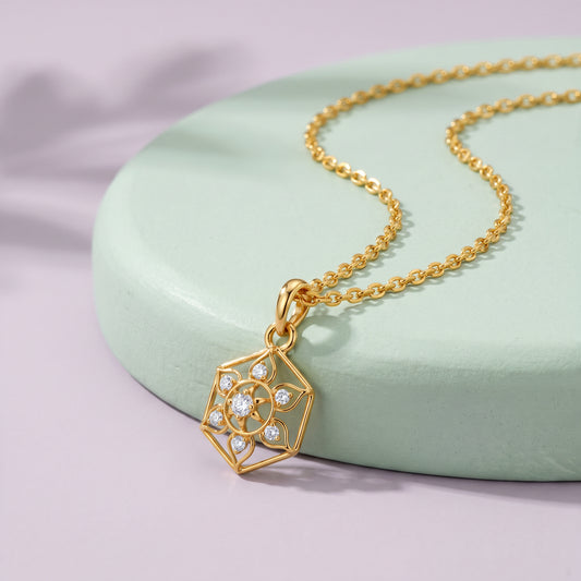 Gold Shree Mandala Lab Grown Diamond Pendant