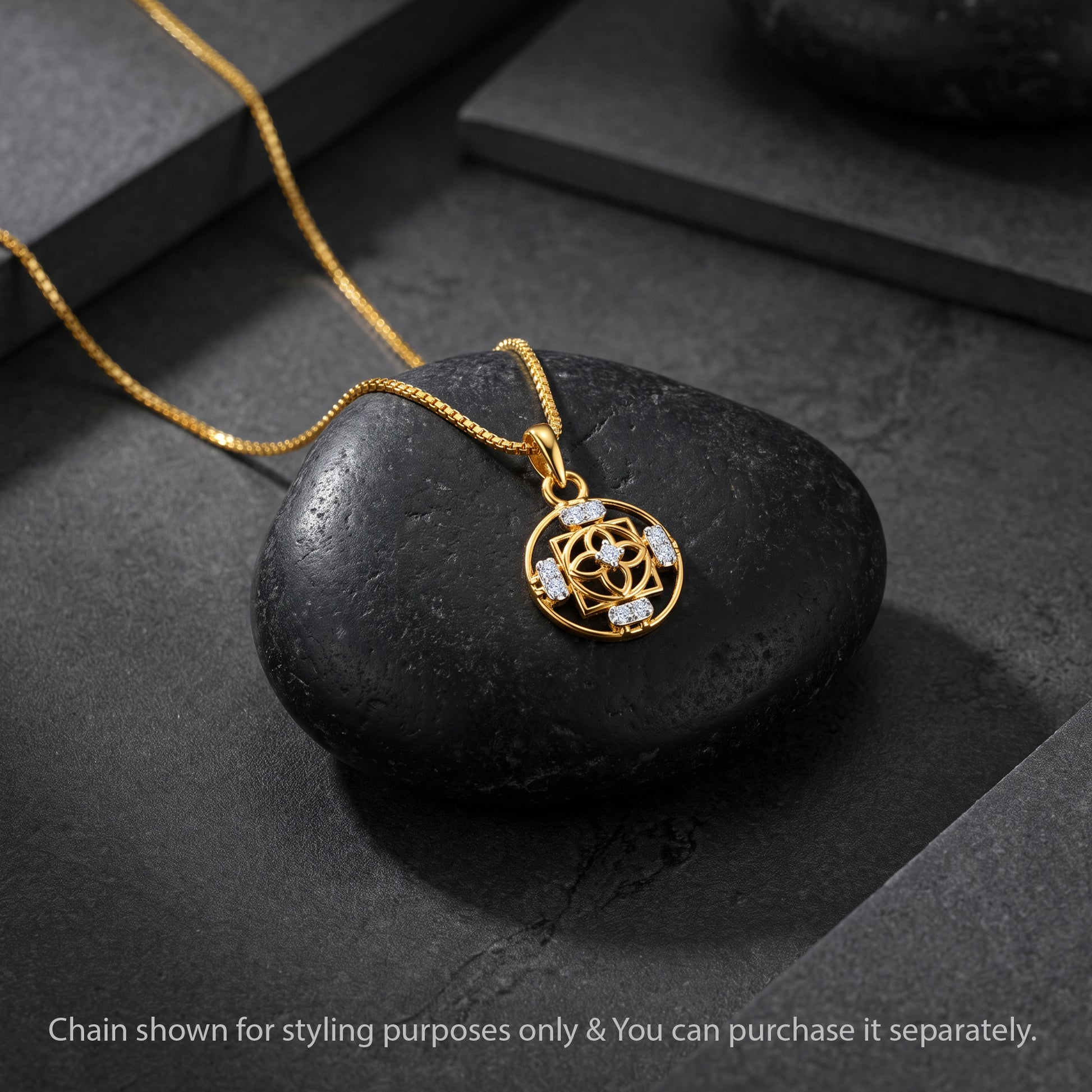 Gold Circle of Harmony Lab Grown Diamond Convertible Rakhi Pendant