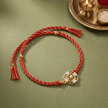 Gold Circle of Harmony Lab Grown Diamond Convertible Rakhi Pendant