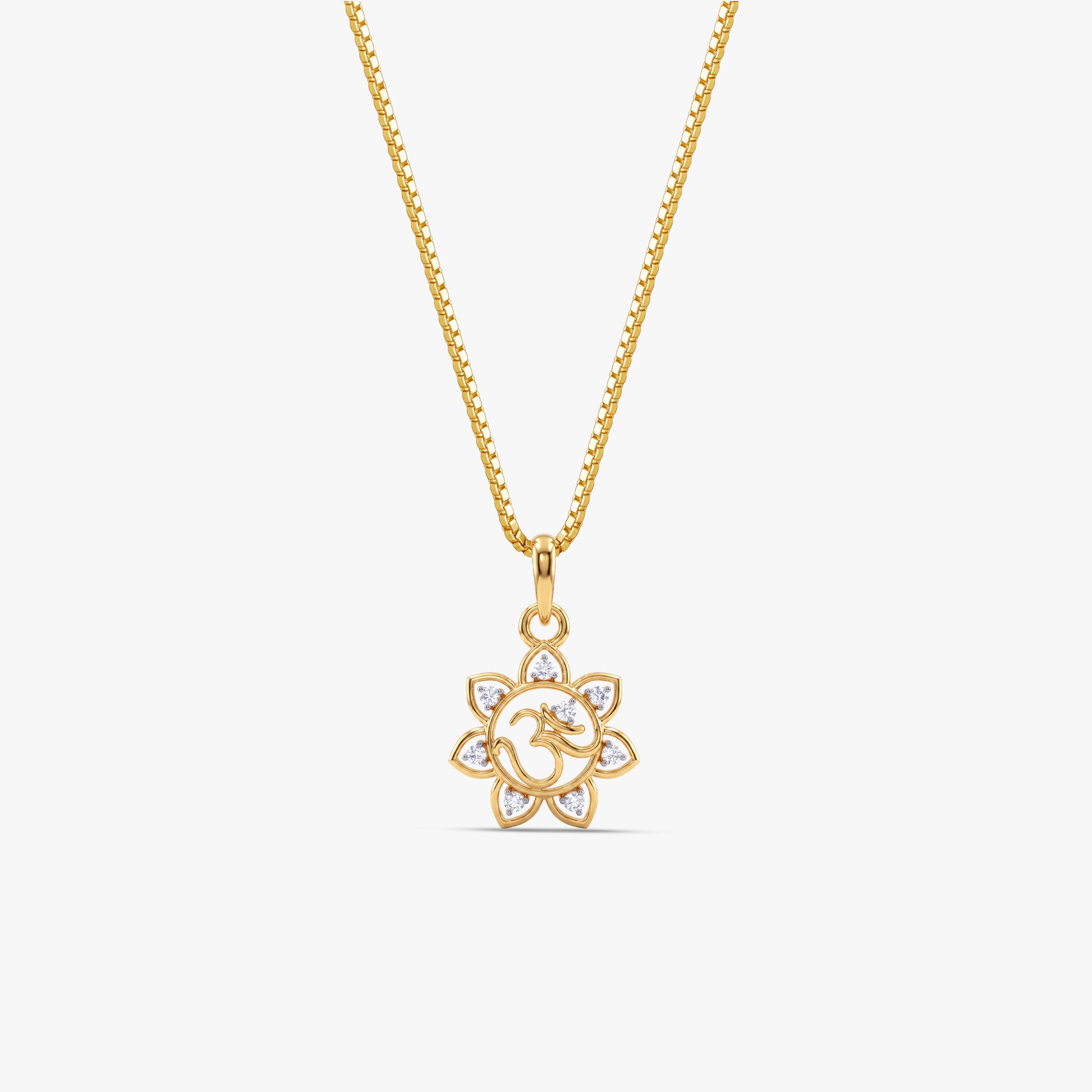 Gold Om Blossom Lab Grown Diamond Convertible Rakhi Pendant