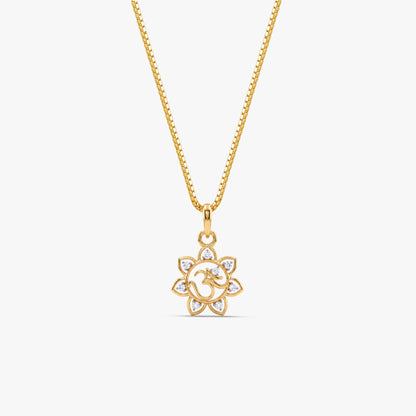 Gold Om Blossom Lab Grown Diamond Convertible Rakhi Pendant