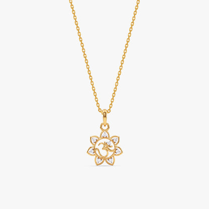 Gold Om Blossom Lab Grown Diamond Convertible Rakhi Pendant