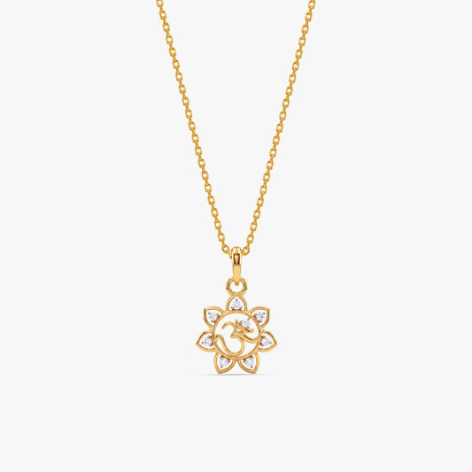Gold Om Blossom Lab Grown Diamond Convertible Rakhi Pendant