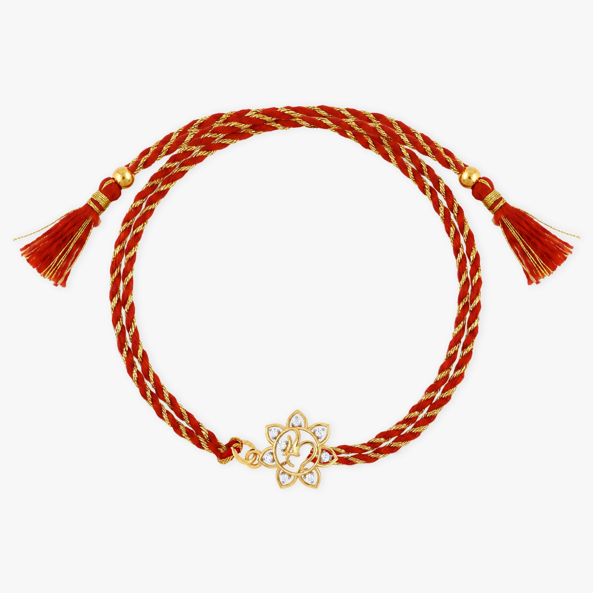 Gold Om Blossom Lab Grown Diamond Convertible Rakhi Pendant