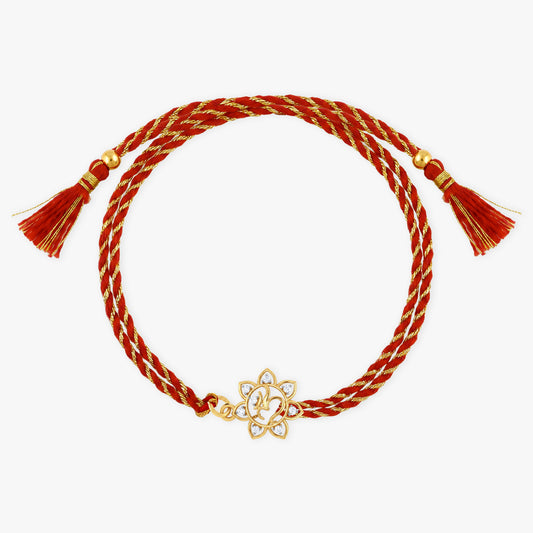 Gold Om Blossom Lab Grown Diamond Convertible Rakhi Pendant