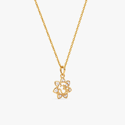 Gold Om Blossom Lab Grown Diamond Convertible Rakhi Pendant