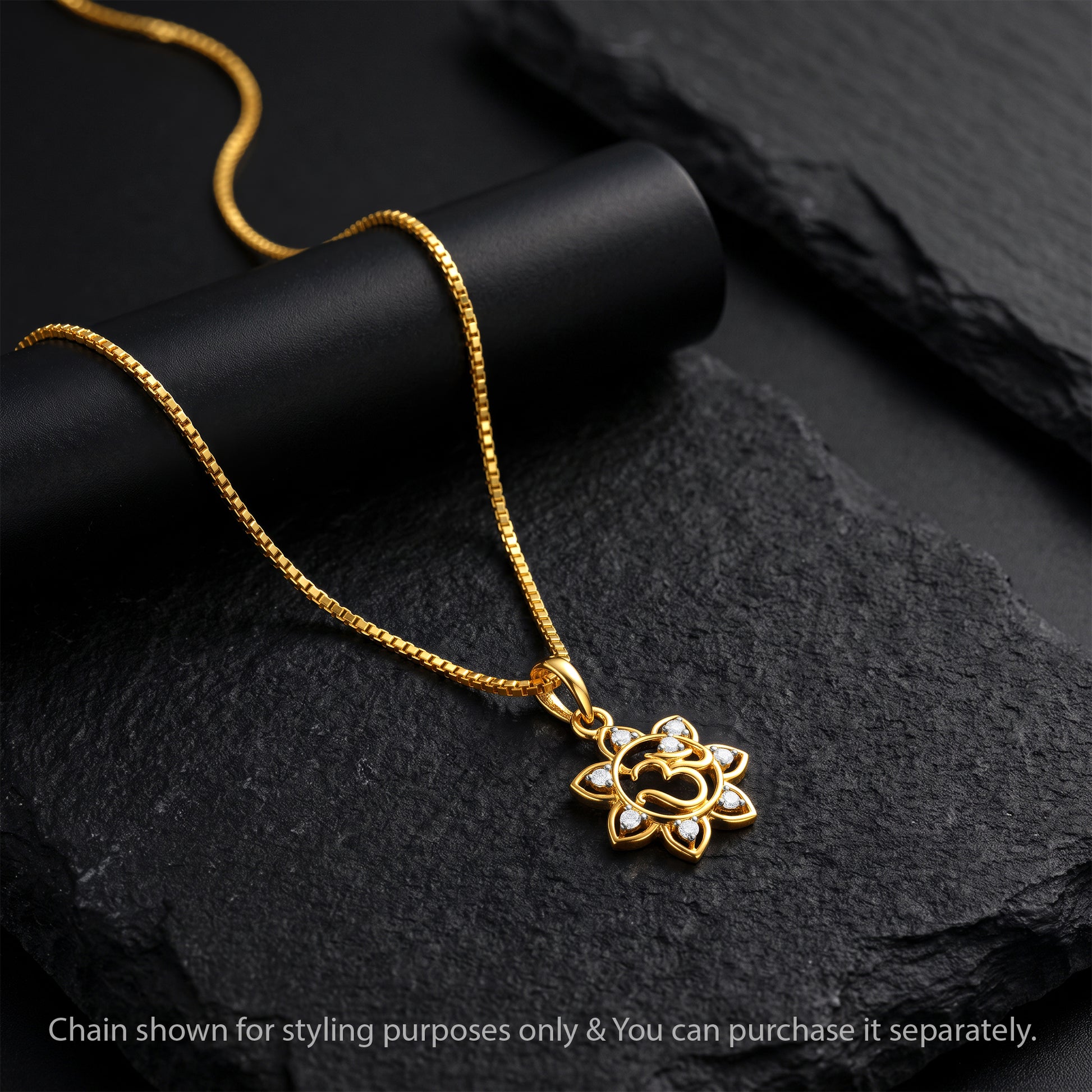 Gold Om Blossom Lab Grown Diamond Convertible Rakhi Pendant