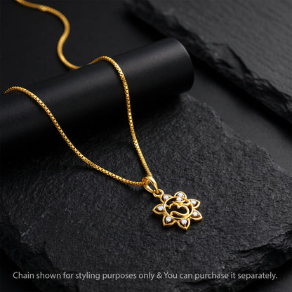 Gold Om Blossom Lab Grown Diamond Convertible Rakhi Pendant