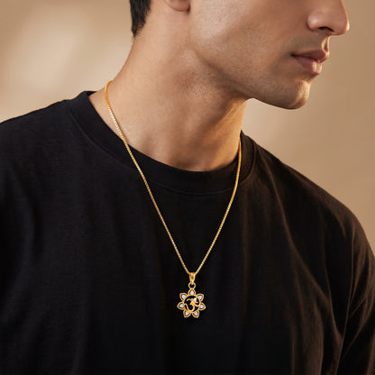 Gold Om Blossom Lab Grown Diamond Convertible Rakhi Pendant