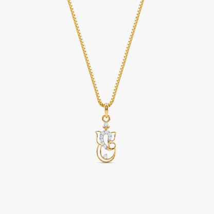 Gold Shree Vinayaka Lab Grown Diamond Convertible Rakhi Pendant
