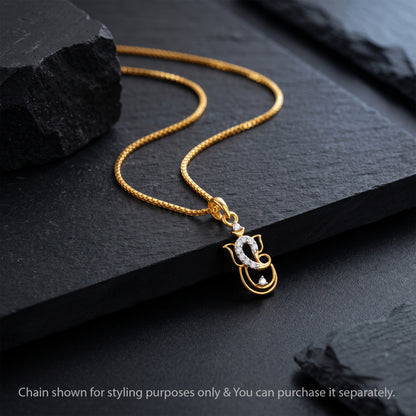 Gold Shree Vinayaka Lab Grown Diamond Convertible Rakhi Pendant