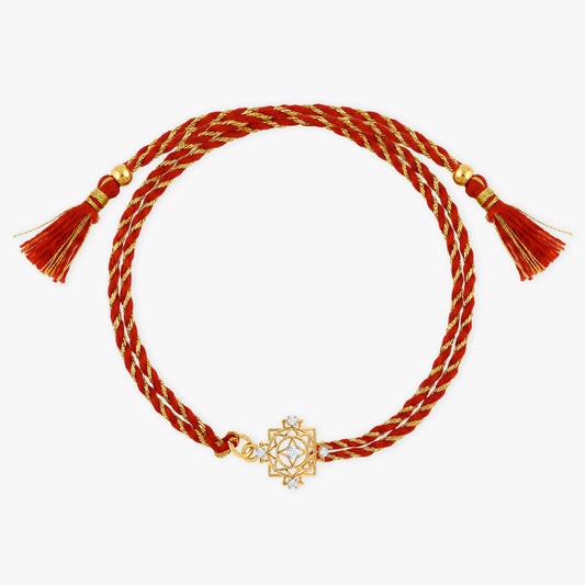 Gold Chakra Aura Lab Grown Diamond Convertible Rakhi Pendant