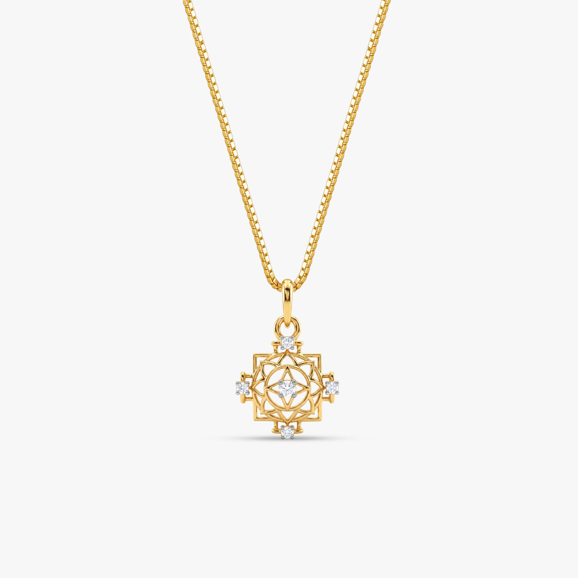 Gold Chakra Aura Lab Grown Diamond Convertible Rakhi Pendant
