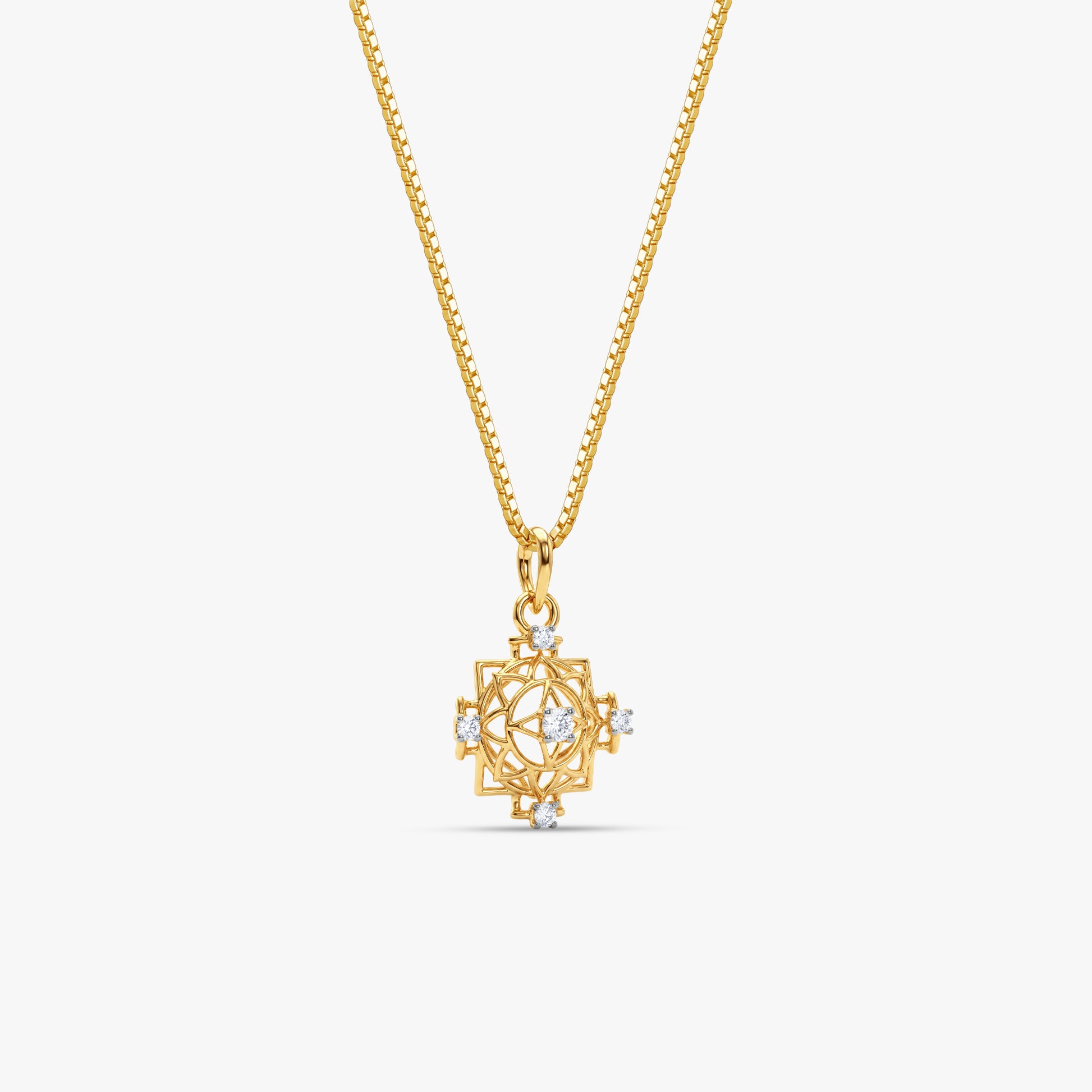 Gold Chakra Aura Lab Grown Diamond Convertible Rakhi Pendant