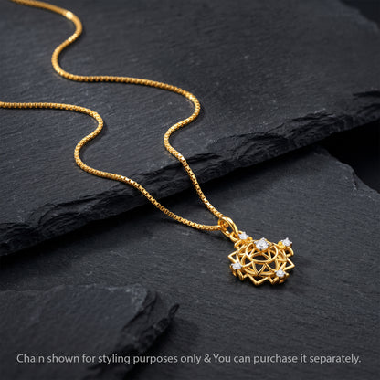 Gold Chakra Aura Lab Grown Diamond Convertible Rakhi Pendant