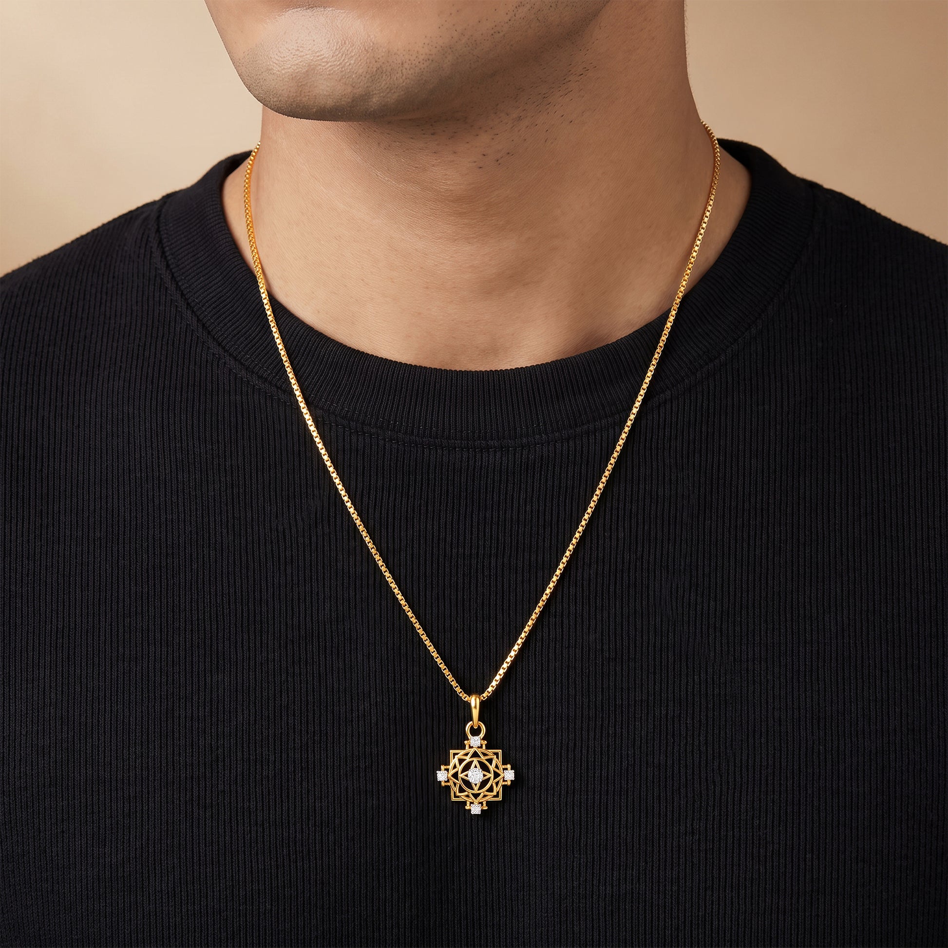 Gold Chakra Aura Lab Grown Diamond Convertible Rakhi Pendant
