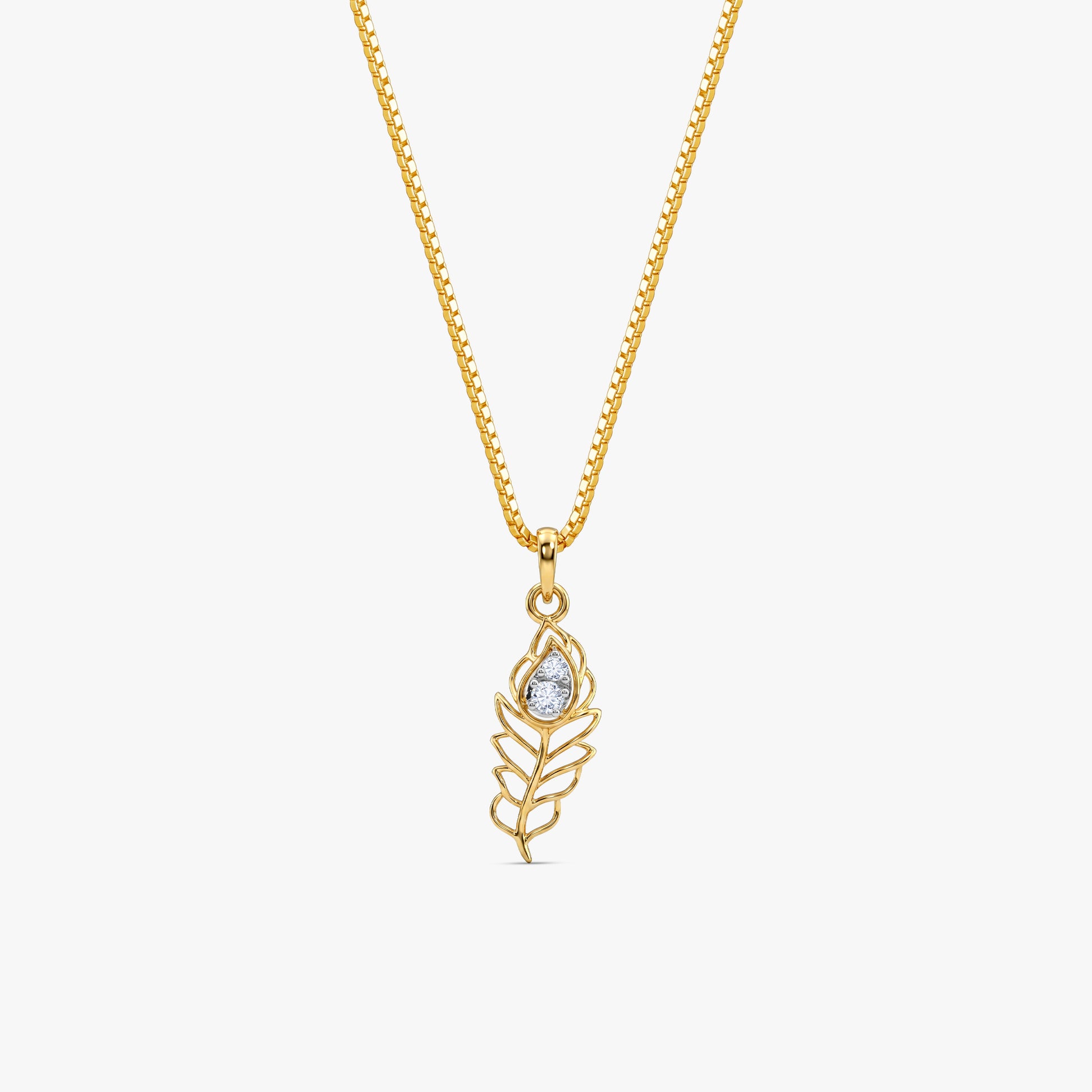 Gold Divine Feather Lab Grown Diamond Convertible Rakhi Pendant