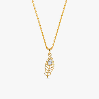 Gold Divine Feather Lab Grown Diamond Convertible Rakhi Pendant