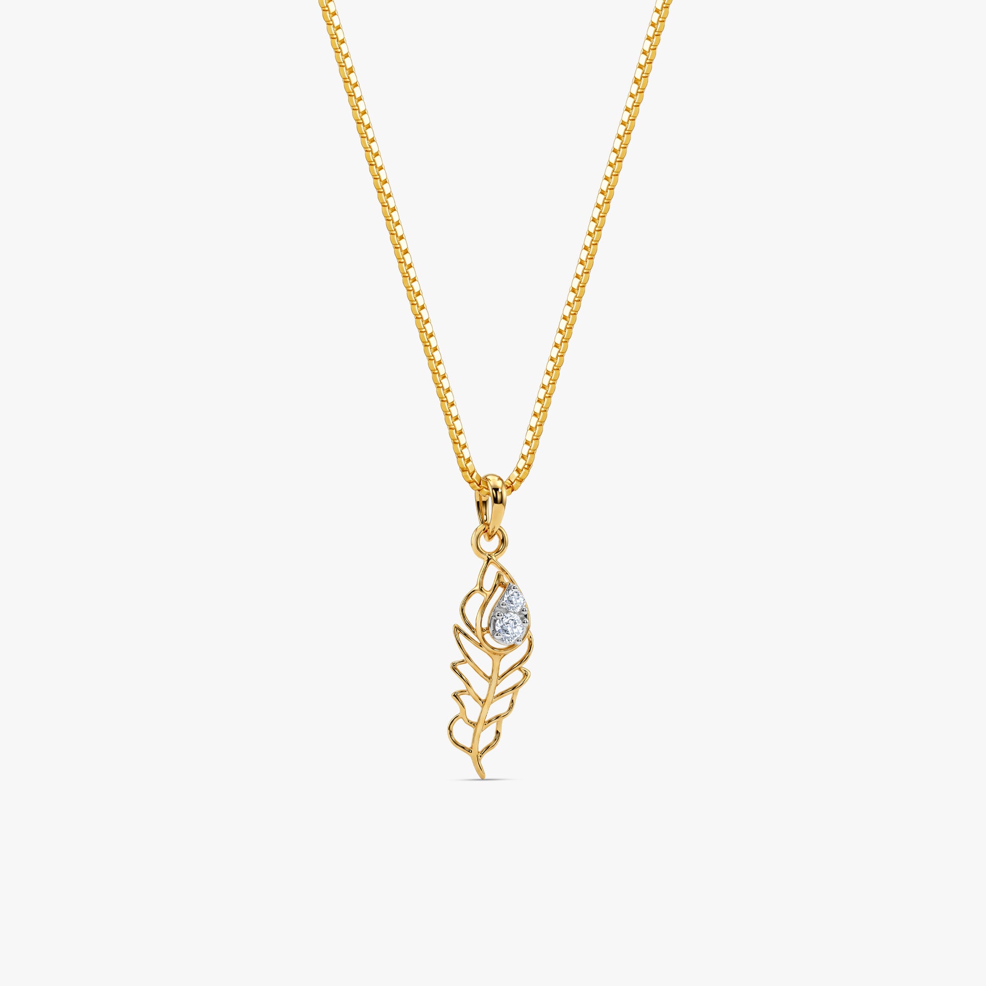Gold Divine Feather Lab Grown Diamond Convertible Rakhi Pendant
