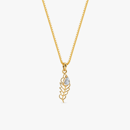 Gold Divine Feather Lab Grown Diamond Convertible Rakhi Pendant