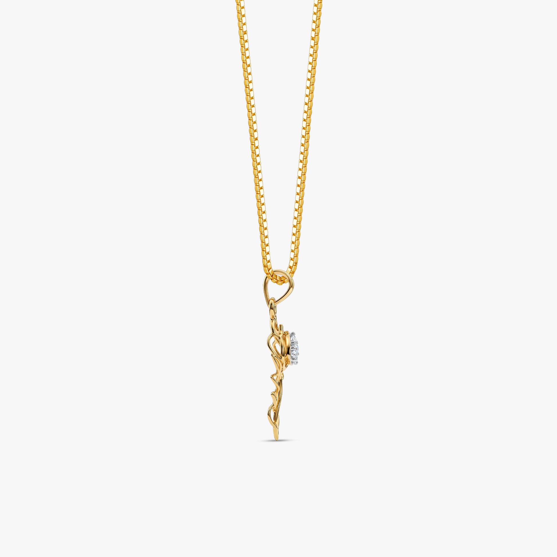 Gold Divine Feather Lab Grown Diamond Convertible Rakhi Pendant