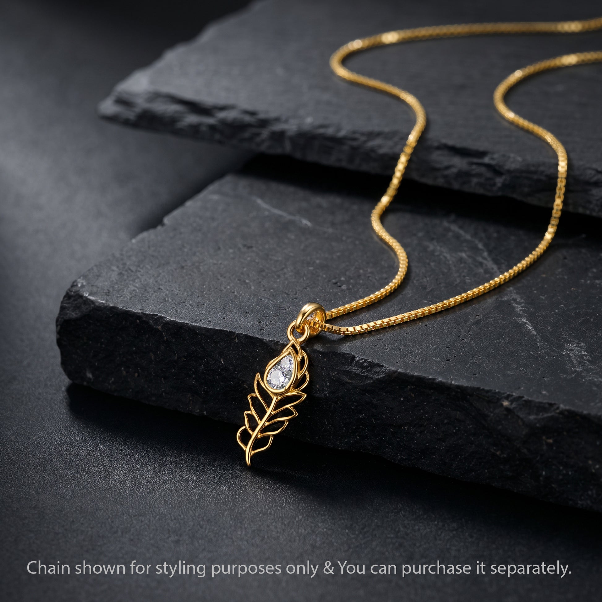 Gold Divine Feather Lab Grown Diamond Convertible Rakhi Pendant