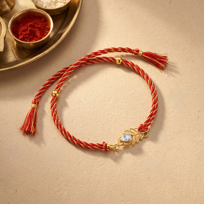 Gold Divine Feather Lab Grown Diamond Convertible Rakhi Pendant