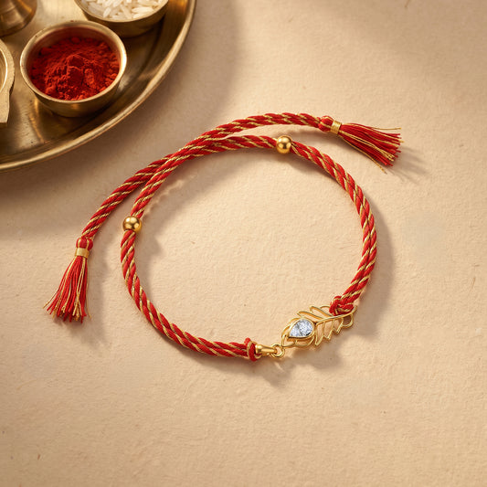 Gold Divine Feather Lab Grown Diamond Convertible Rakhi Pendant
