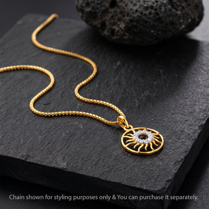 Gold Surya Chakra Lab Grown Diamond Convertible Rakhi Pendant