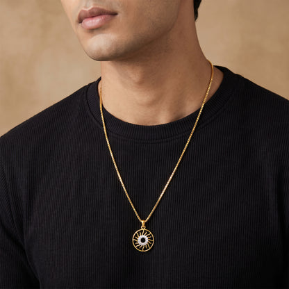 Gold Surya Chakra Lab Grown Diamond Convertible Rakhi Pendant