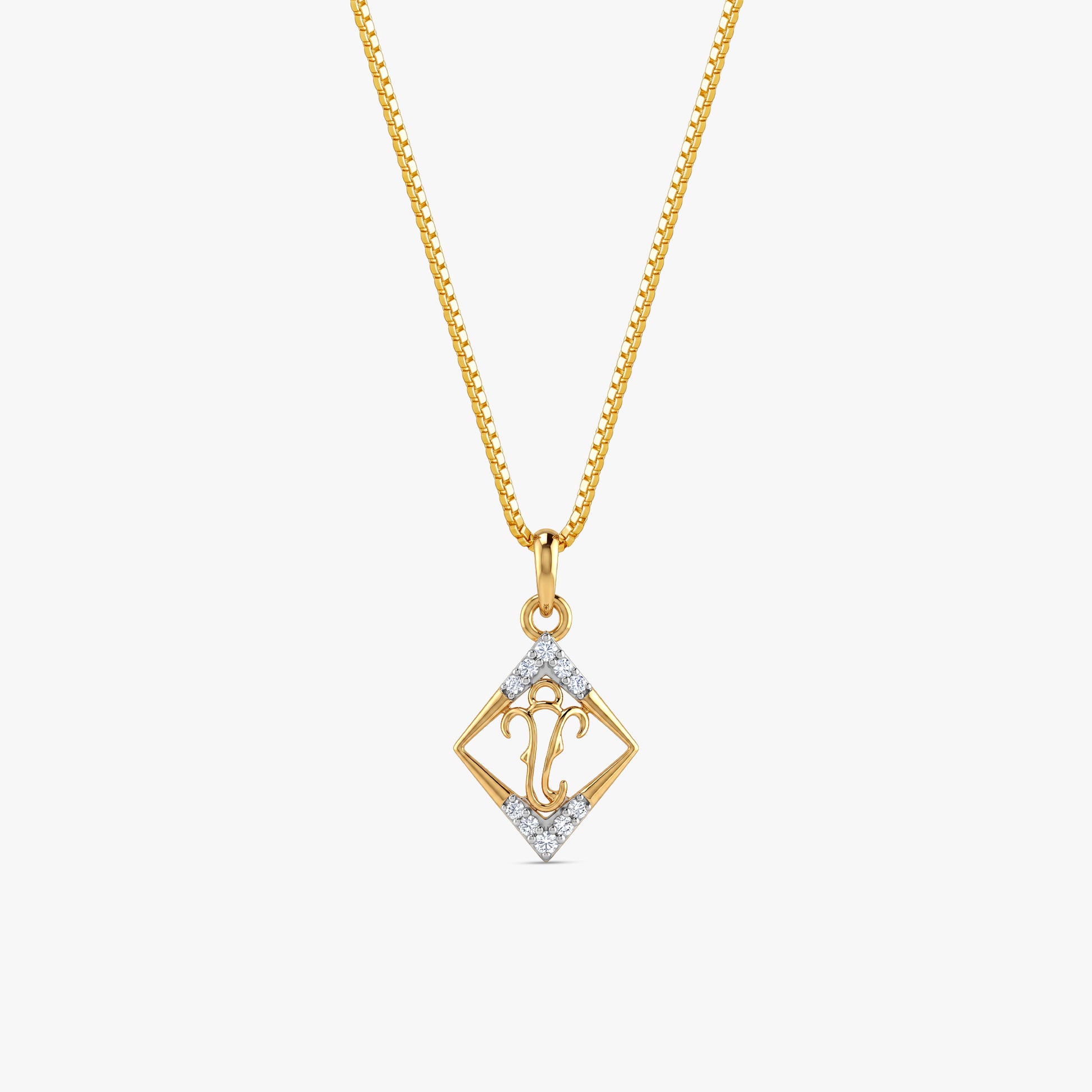 Gold Ganesha Aura Lab Grown Diamond Convertible Rakhi Pendant