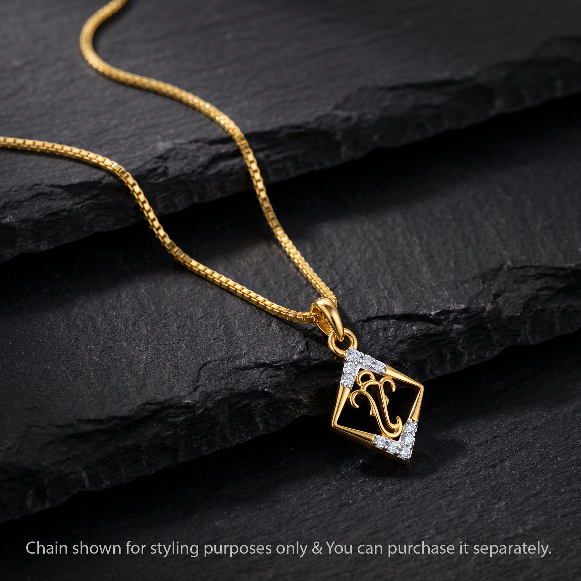 Gold Ganesha Aura Lab Grown Diamond Convertible Rakhi Pendant