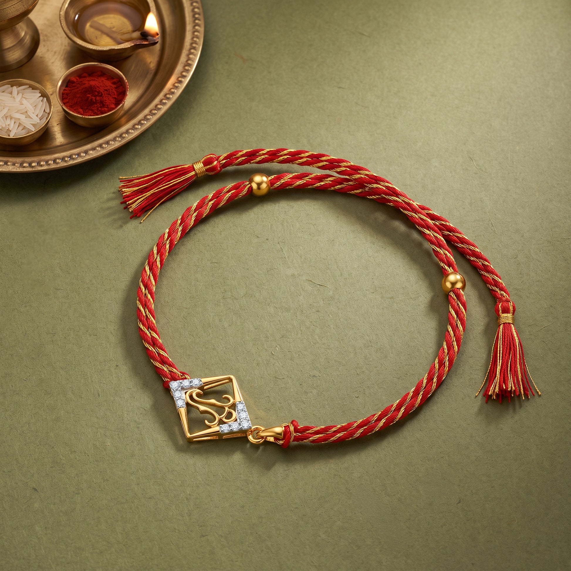Gold Ganesha Aura Lab Grown Diamond Convertible Rakhi Pendant