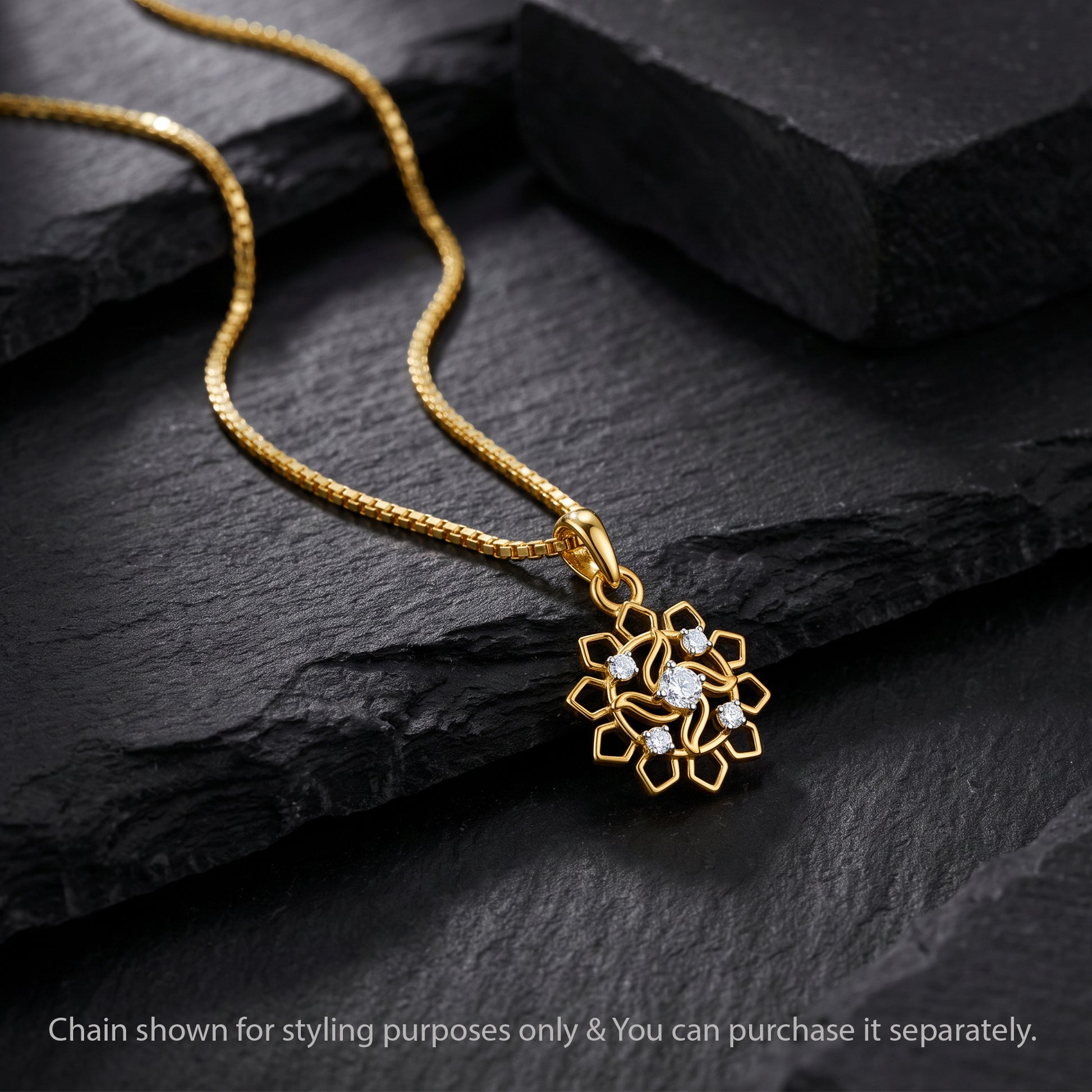 Gold Swastik Classic Lab Grown Diamond Convertible Rakhi Pendant