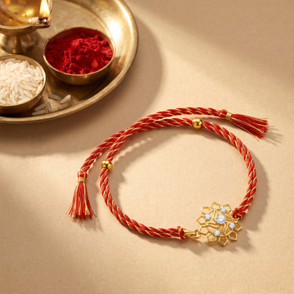 Gold Swastik Classic Lab Grown Diamond Convertible Rakhi Pendant