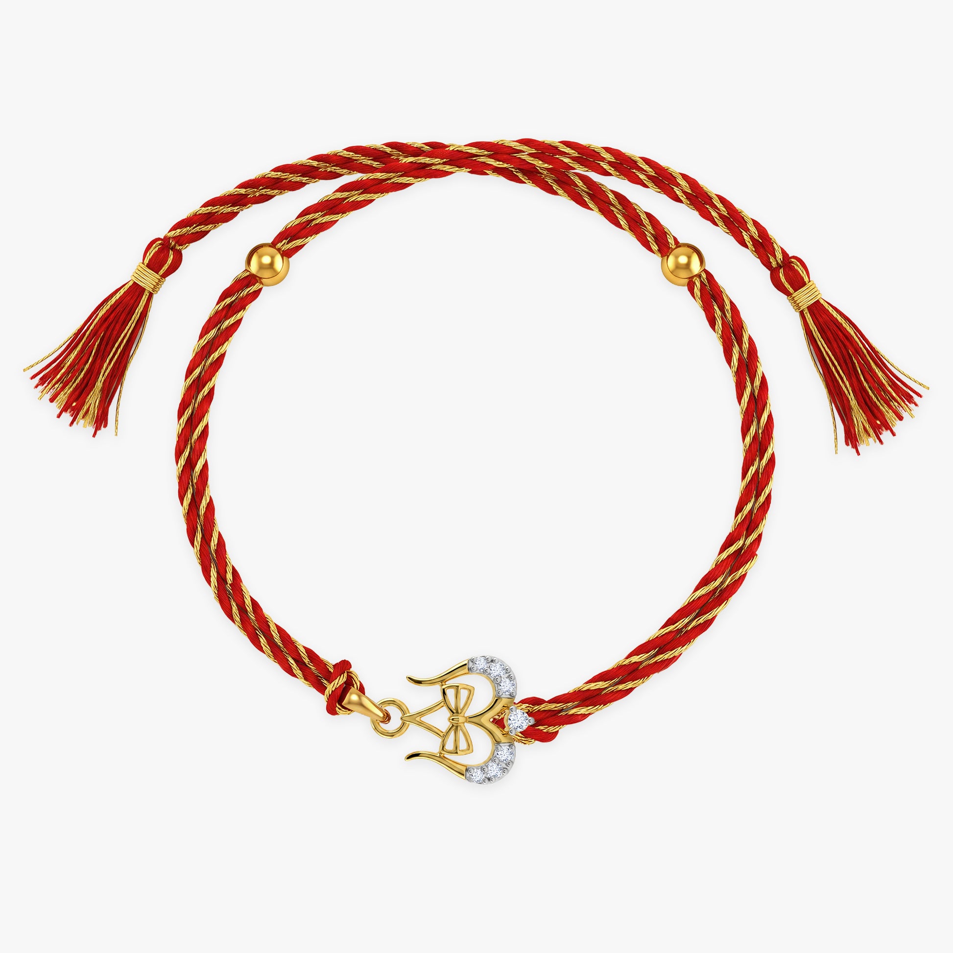 Gold Timeless Trishul Lab Grown Diamond Convertible Rakhi Pendant