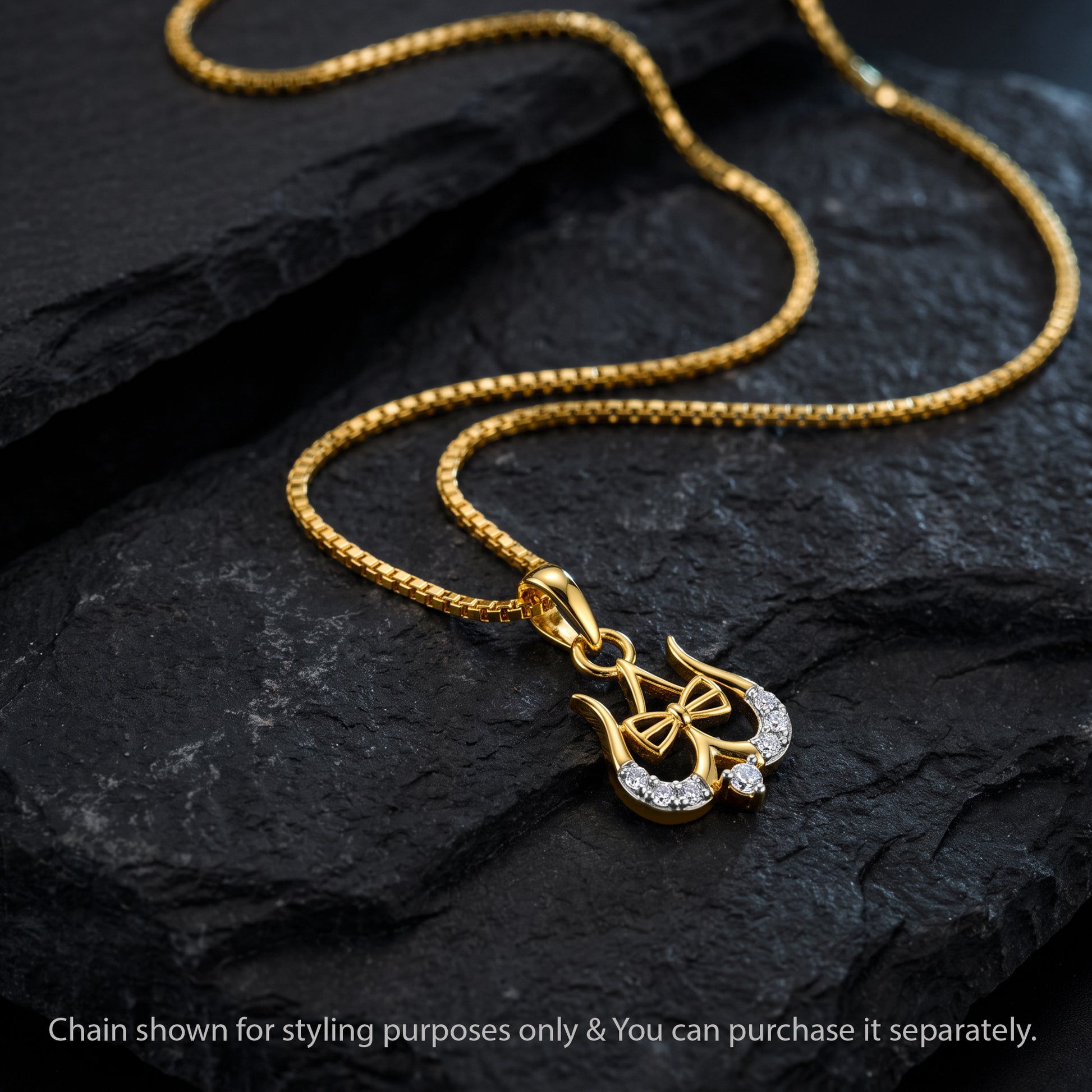 Gold Timeless Trishul Lab Grown Diamond Convertible Rakhi Pendant