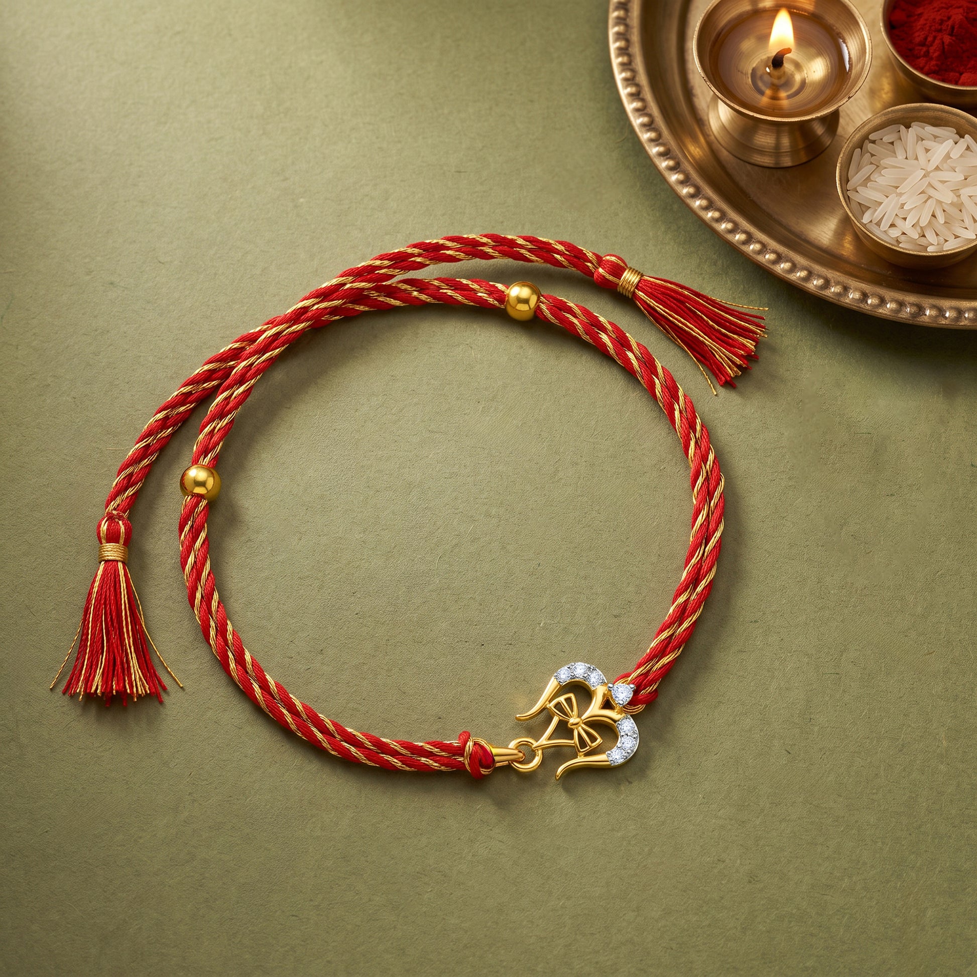 Gold Timeless Trishul Lab Grown Diamond Convertible Rakhi Pendant