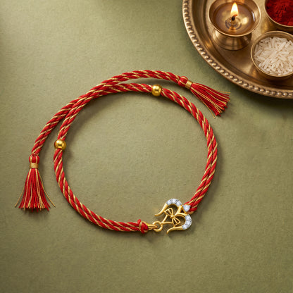 Gold Timeless Trishul Lab Grown Diamond Convertible Rakhi Pendant
