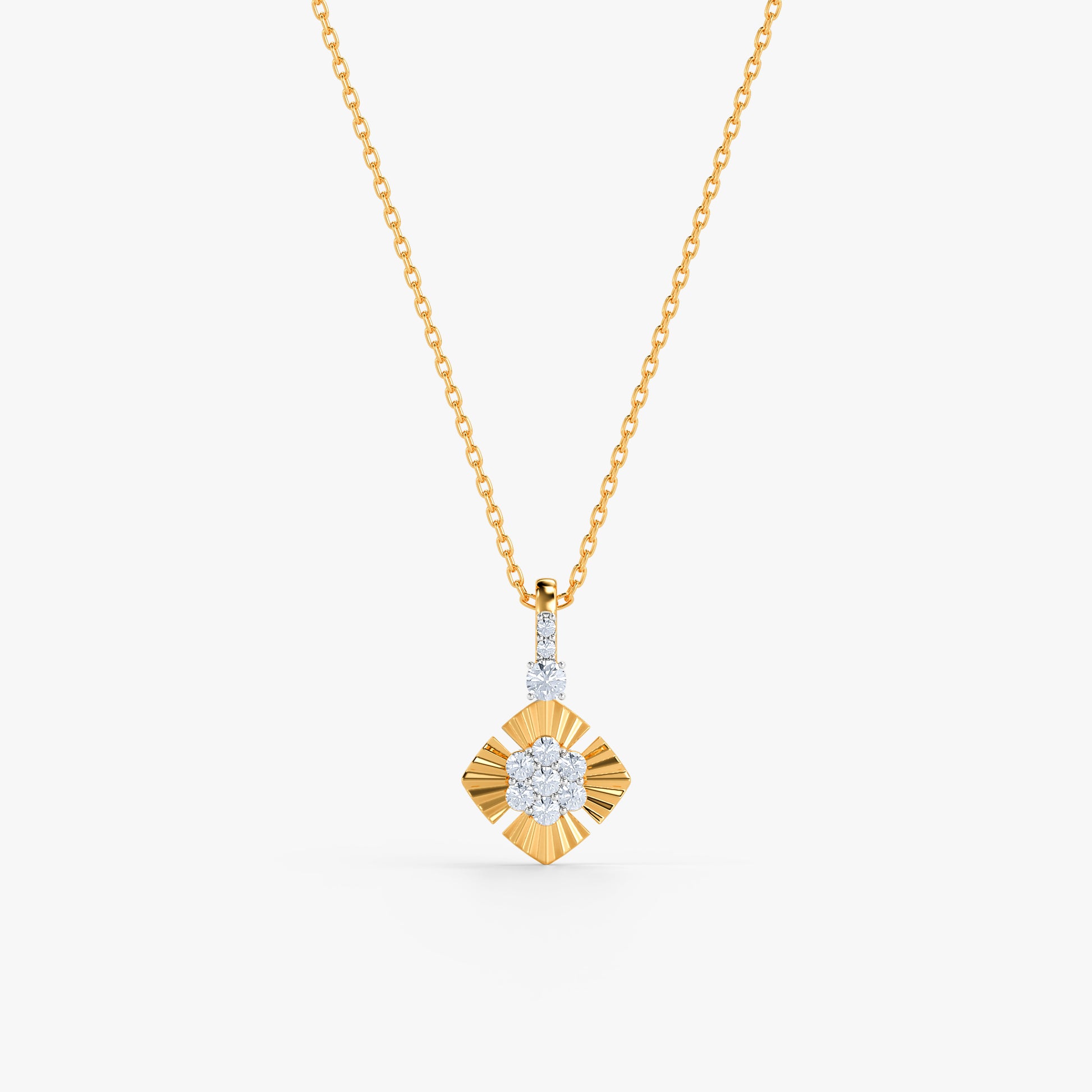 Gold Fleurine Lab Grown Diamond Pendant