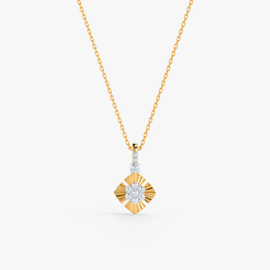 Gold Fleurine Lab Grown Diamond Pendant
