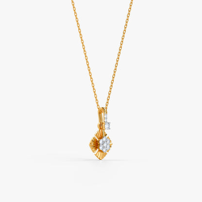 Gold Fleurine Lab Grown Diamond Pendant