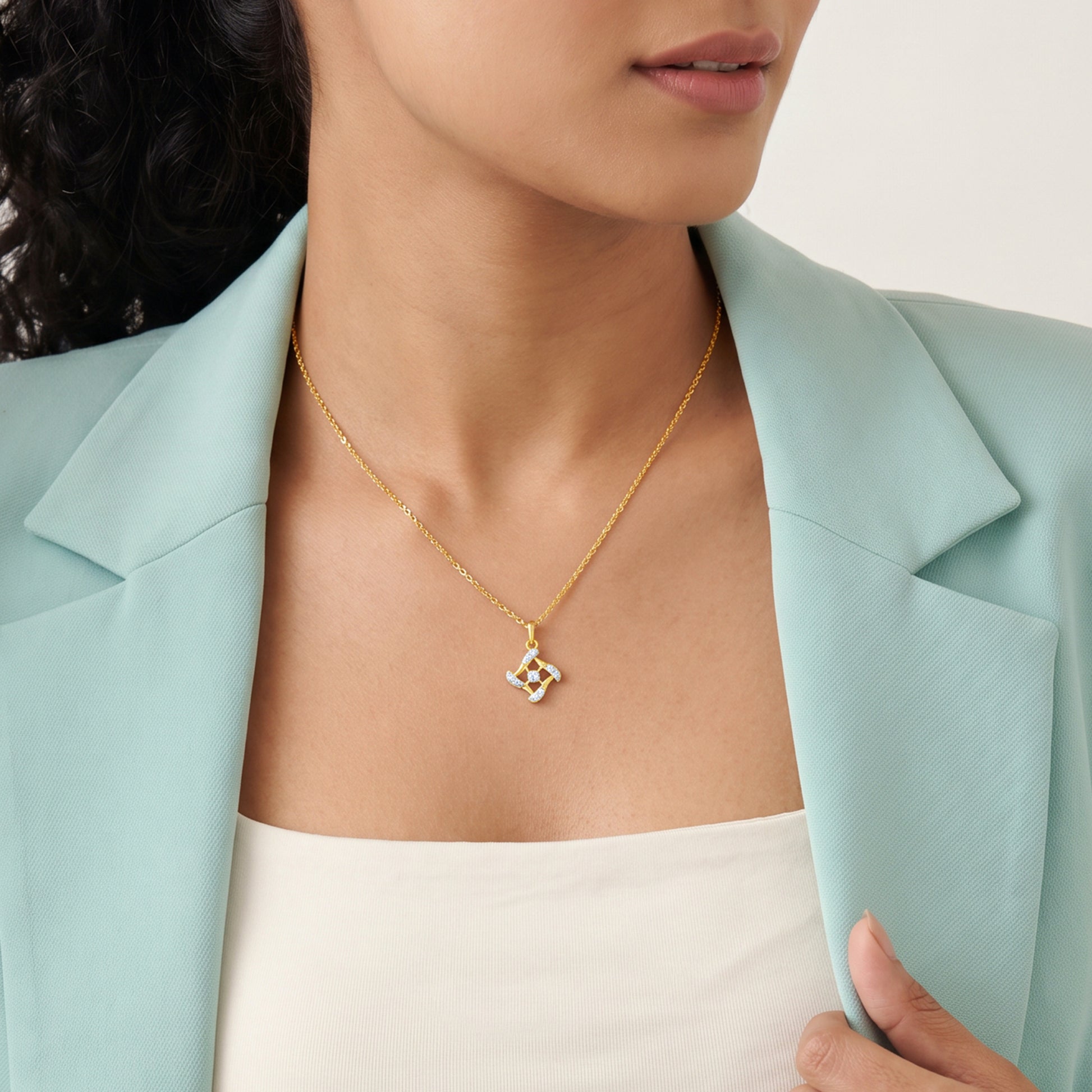 Gold Geometric Stunner Lab Grown Diamond Pendant