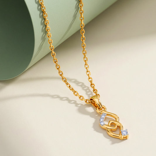 Gold Interlock Shine Lab Grown Diamond Pendant